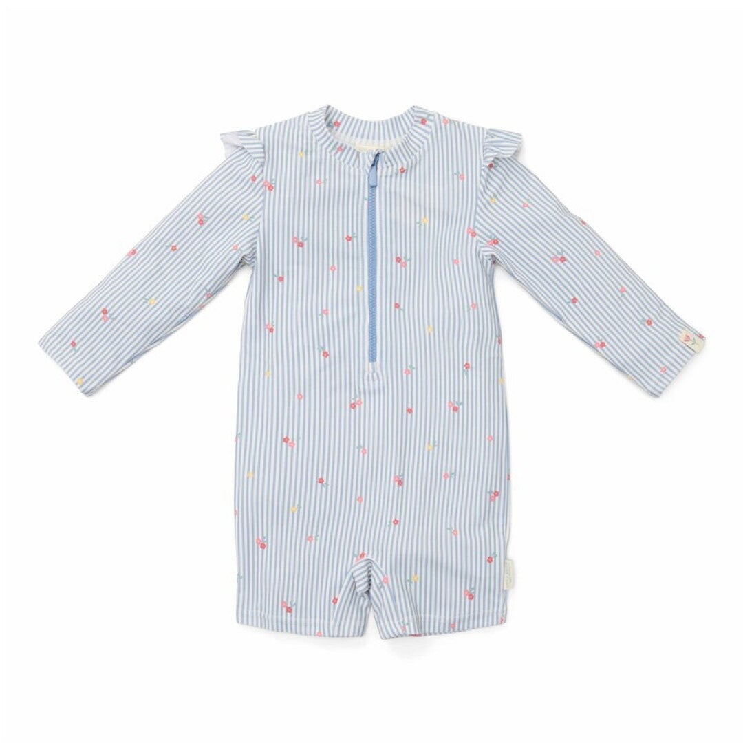 Mono baño manga larga Flowers Blue