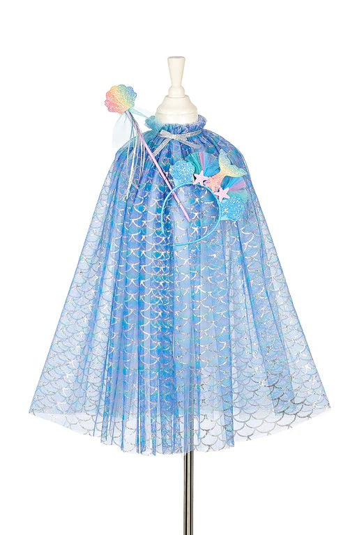 Marlya mermaid cape + tiara + wand set, 3-4 yrs