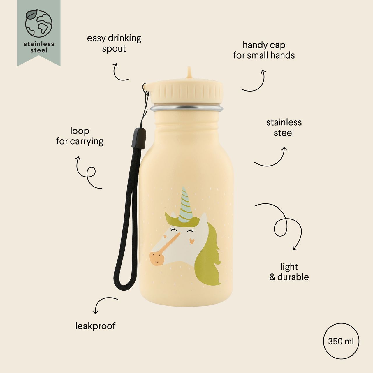 Botella de beber 350ml - Mrs. Unicorn