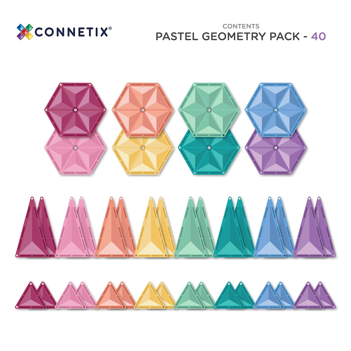 CONNETIX PASTEL GEOMETRY PACK 40 piezas